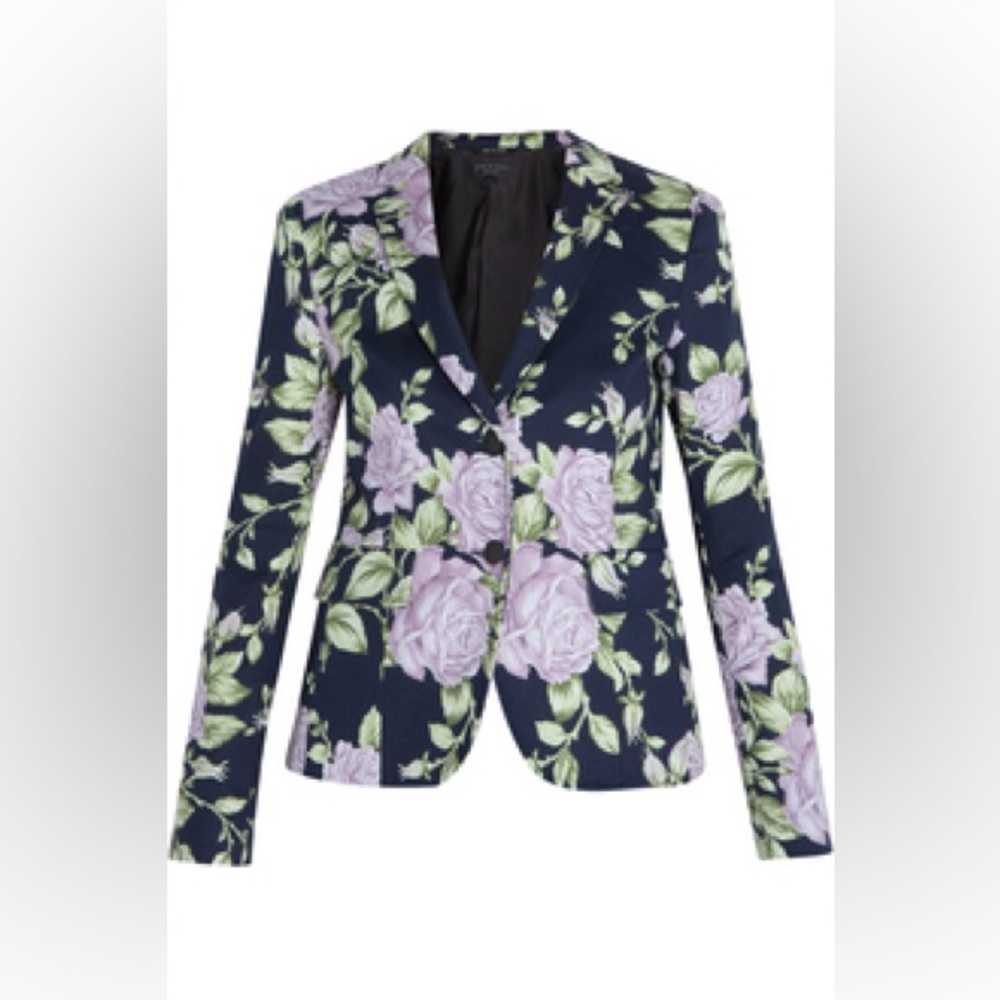 Rag & Bone Bailey Blazer Jacket 0 Navy Blue Floral